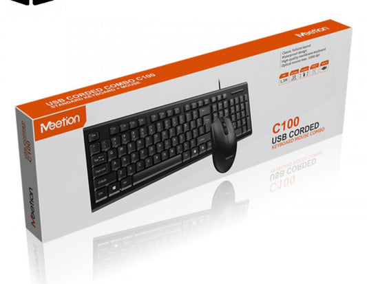 Meetion C100 USB Wired Keyboard Mouse Combo Black