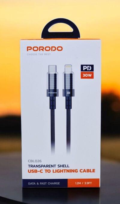 Porodo Transparent Shell USB-C to Lightning Cable