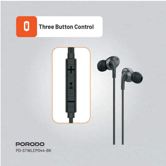 Porodo Soundtec Stereo Earphones - Black