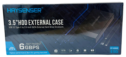 Haysenser 3.5“h HDD external case packaging on a white background