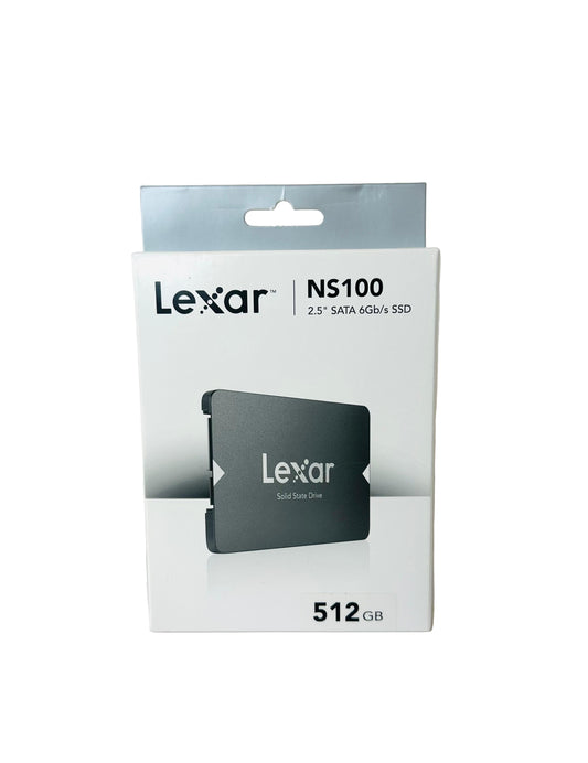 Lexar NS100 SSD packaging on a white background